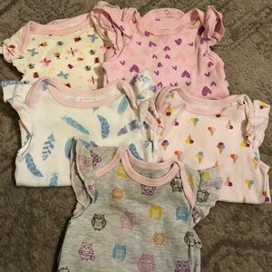 Set of 5 Rosie Pope cap sleeve Onsies